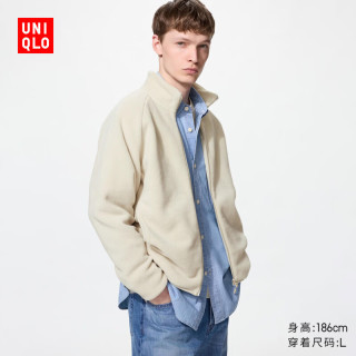 优衣库 摇粒绒拉链茄克/长袖男装女装外套廓系夹克479792 486114 486114/30浅米色 L