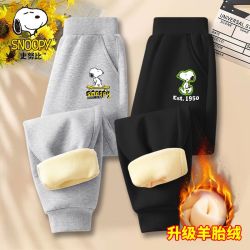 史努比 男童秋冬季新款加绒卫裤时尚休闲裤一体羊胎绒长裤1/2件