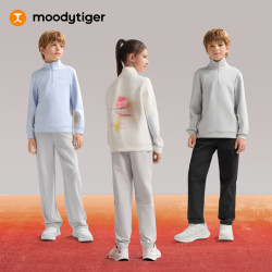 moodytiger 儿童卫衣  开襟女童运动卫衣 冰沁蓝 130 cm
