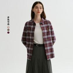 TEENIE WEENIE 小熊女装年秋复古宽松学院风松弛自然格纹衬衣