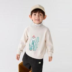巴拉巴拉 童装儿童加绒卫衣男童假两件高领上衣印花洋气休闲秋冬装儿童卫衣