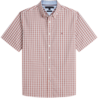 Tommy Hilfiger【牛津纺】26春夏男装纯棉休闲通勤格纹短袖衬衫 红白蓝格纹 L