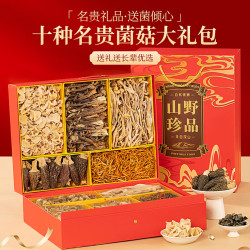甄菌子 羊肚菌松茸山珍菌菇十拼礼盒688g鹿茸菇云南特产中秋节礼品送长辈