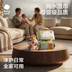 babycare 柴犬湿巾婴幼儿手口专用清洁加厚大包90抽囤货装