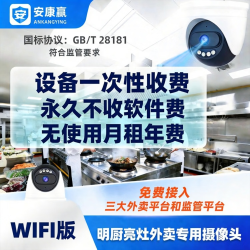 安康赢 明厨亮灶外卖专用摄像头可同时接三大外卖和监管平台WIFI标准版接京东外卖+美团外卖+淘闪外卖