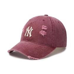 MLB 水洗做旧破洞时尚牛仔男女同款软顶棒球帽