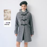 TEENIE WEENIE 小熊女装秋冬学院风绵羊毛连帽大衣
