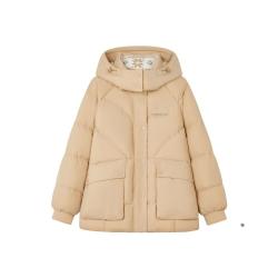 TEENIE WEENIE 小熊女装简约风连帽羽绒服女冬季拼接时尚大口袋外套DW