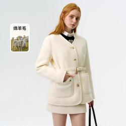 TEENIE WEENIE 法式毛呢夹棉V领女士大衣