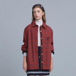 TEENIE WEENIE 小熊女装冬季复古时尚衬衫式格纹毛织毛呢大衣外套