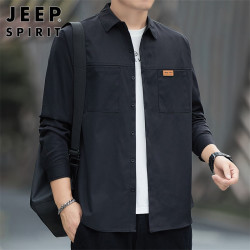 JEEP SPIRIT Jeep 吉普 男士长袖衬衫 Q-FEIXJP8918ZY 黑色 L