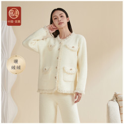 宫熏半边绒孕妇家居月子服套装秋冬季睡衣保暖加绒加厚哺乳产妇