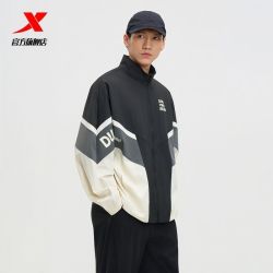 特步 单风衣男立领休闲宽松运动篮球防风耐磨跑步上衣
