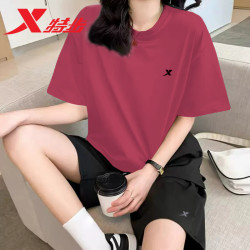 特步 运动套装短裤女款正品夏季速干休闲清凉薄款大码短袖两件套男