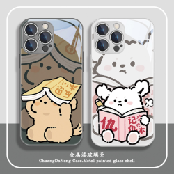 适用苹果17/华为pura70/小米14/oppo/vivo爆款线条小狗情侣手机壳