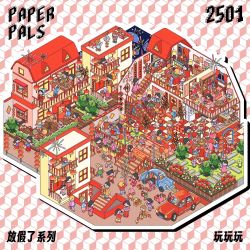 PAPERPALS纸泡大版系列3D立体造景小屋微缩场景贴纸手工diy解压