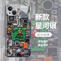 马里奥电路板适用创意小众苹果15华为荣耀小米vivo玻璃防摔手机壳