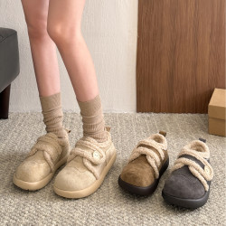 贾不假 复古加绒保暖棉鞋女2026新款冬季百搭厚底豆豆鞋小个子增高
