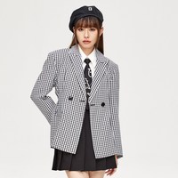 A21 女装千鸟格西装外套女2022春季新款设计感显瘦高级感外套