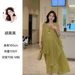 2026年新款韩版孕妇连衣裙2026孕妇装大码中长款高级感层次仙女裙