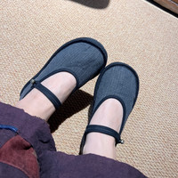 福利二囍古朴240605圆头一字扣百搭竖纹单鞋