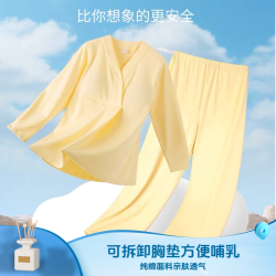 纯棉哺乳睡衣可拆卸胸垫喂奶家居服孕妇月子服家居服加大码四季