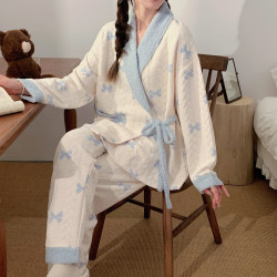 夹层夹棉孕妇哺乳喂奶睡衣家居服保暖待产大码月子服