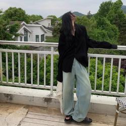 孕妇阔腿裤子春夏薄款时尚月光蓝外穿宽松显瘦垂感休闲百搭外穿