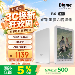 BIGME 轻薄便携 电子书阅读器 B6|4+64GB|白色|彩色墨水屏