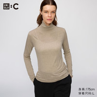 优衣库 HEATTECH混纺高领T恤/长袖女装合作款保暖内衣9%羊绒485824 31 米色 M