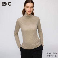 优衣库 HEATTECH混纺高领T恤/长袖女装合作款保暖内衣9%羊绒485824 31 米色 M