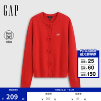Gap 花体刺绣宽松针织开衫 红色 M(165/88A)