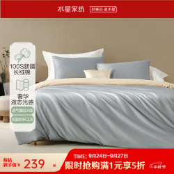 百丽丝 水星家纺 四件套100支长绒棉全棉纯棉套件  冰川灰  床单款