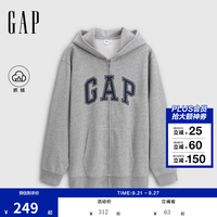 Gap 男女装秋款Logo印花宽松抓绒连帽卫衣休闲上衣786930 灰色 3XL (185/108A) 亚洲尺码