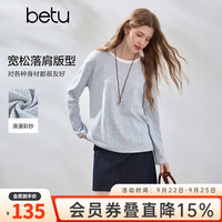 百图 2608T19 彩点竖条纹 蓝色 S码 女士长袖T恤
