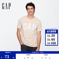 Gap 856659 纯棉印花圆领短袖T恤 驼色 XS