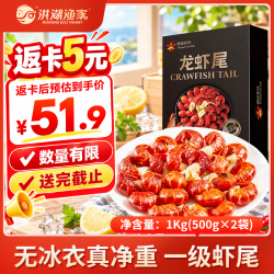 德炎龙虾 DeYAN德炎单冻龙虾尾1kg （一级100-130粒/斤）