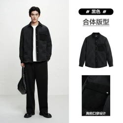太平鸟男装保暖防寒鹅绒羽绒服冬季立领提花面包服外套