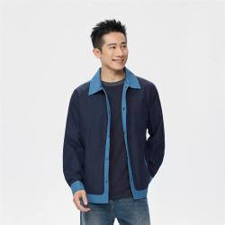 佐丹奴 时尚潮流撞色拼接男士外套翻领舒适休闲日常百搭梭织风衣外套男士