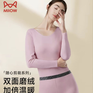 猫人 女士德绒保暖内衣套装