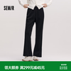 森马 休闲裤女冬雪尼尔加绒撞色松紧腰喇叭裤肌理慵懒气质女士长裤 黑色90001 L