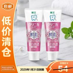 狮王 齿力佳进口酵素美白牙膏百花薄荷130g*2支 美白防渍 临期