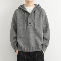 月伊纺 连帽毛衣男女秋冬新款美式复古休闲服青年宽松加厚保暖针织衫开衫 黑色 3XL