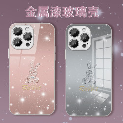 适用于苹果/华为/小米oppo/vivo简约高颜值兔子新年款玻璃手机壳