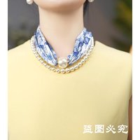 新品摩登时尚织锦缎丝巾套装度假风服饰