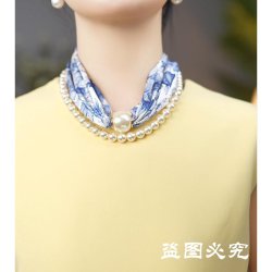 新品摩登时尚织锦缎丝巾套装度假风服饰