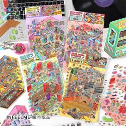 Infeel.Me今日营业中第七弹2.5D造景哑膜贴纸diy手工微缩场景贴纸