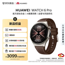华为 WATCH 6 Pro eSIM版 智能手表 46mm 木星棕 复合素皮表带