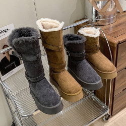草原牧场～冬季厚底加绒加厚搭扣雪地靴