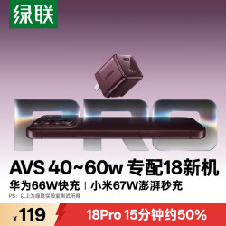 绿联 指尖湃 60W氮化镓充电器 AVS协议